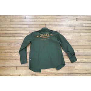 Von Dutch Originals Motorcycle Mechanic Work Shirt Green Mens Small New $80 MSRP